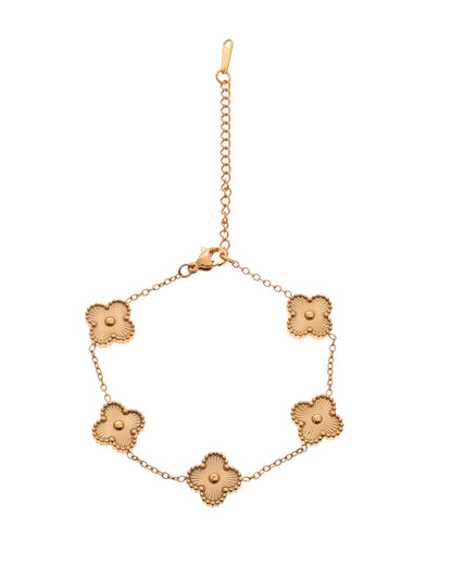 VOJ Gold Plated Floral Design Chain With Earrings And Bracelet Set