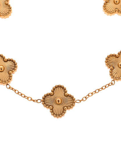 VOJ Gold Plated Floral Design Chain With Earrings And Bracelet Set
