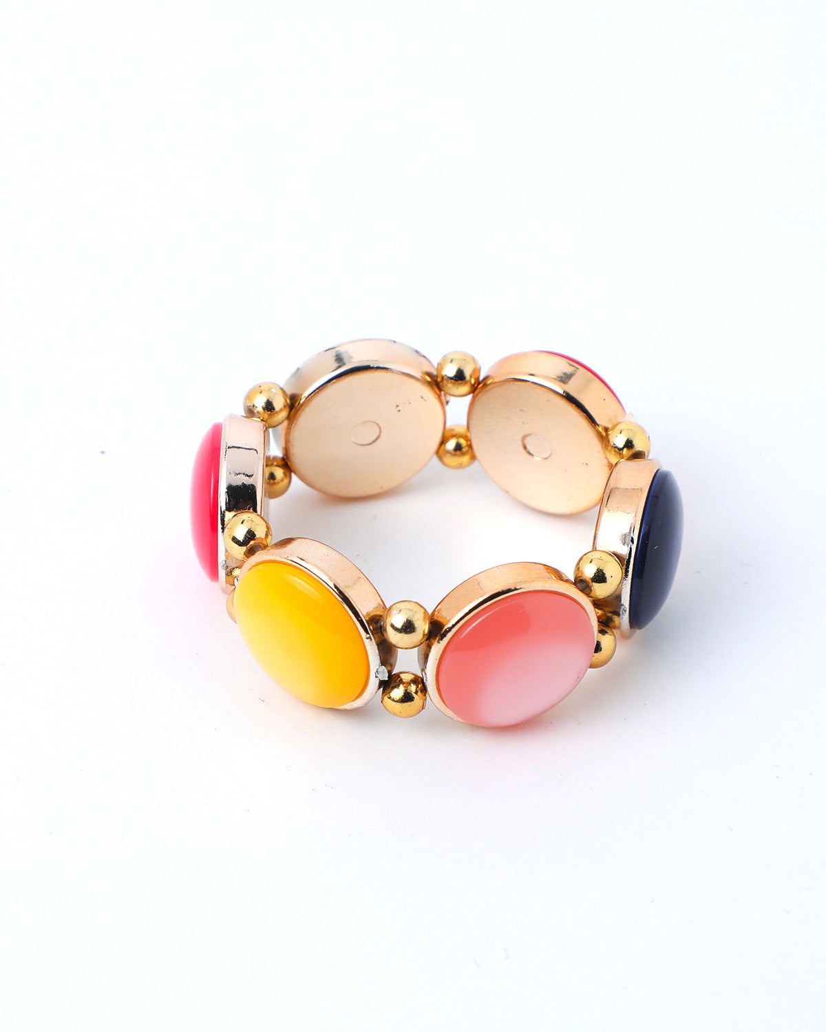 VOJ Gold-Polished With Multi Colored Stone Studded Wraparound Bracelet
