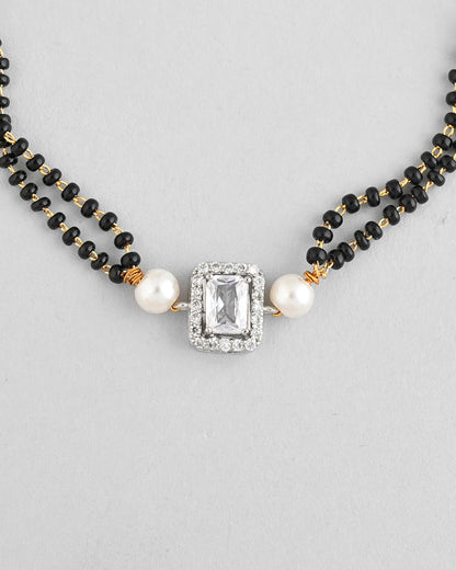 VOJ Rectangle Shaped And AD Stone Silver Plated Mangalsutra bracelet
