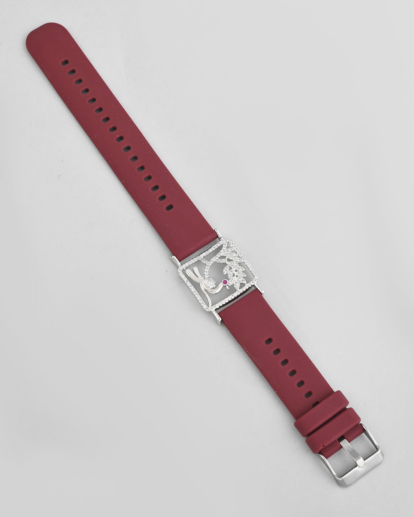VOJ Silver Plated AD Stone Studded Belt Bracelet