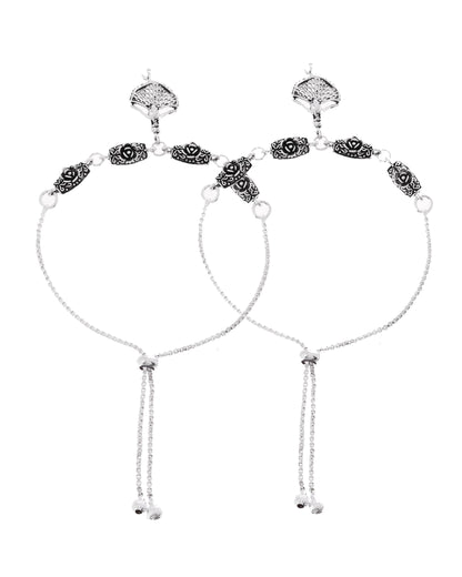 VOJ Set of 2 Silver Plated Dancing Girl Anklet