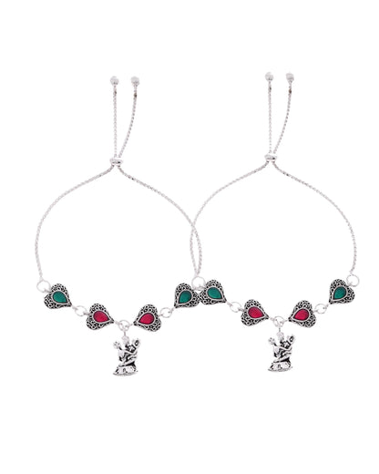 VOJ Set of 2 Silver Plated Dancing Couple Anklet