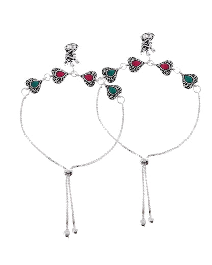 VOJ Set of 2 Silver Plated Dancing Couple Anklet