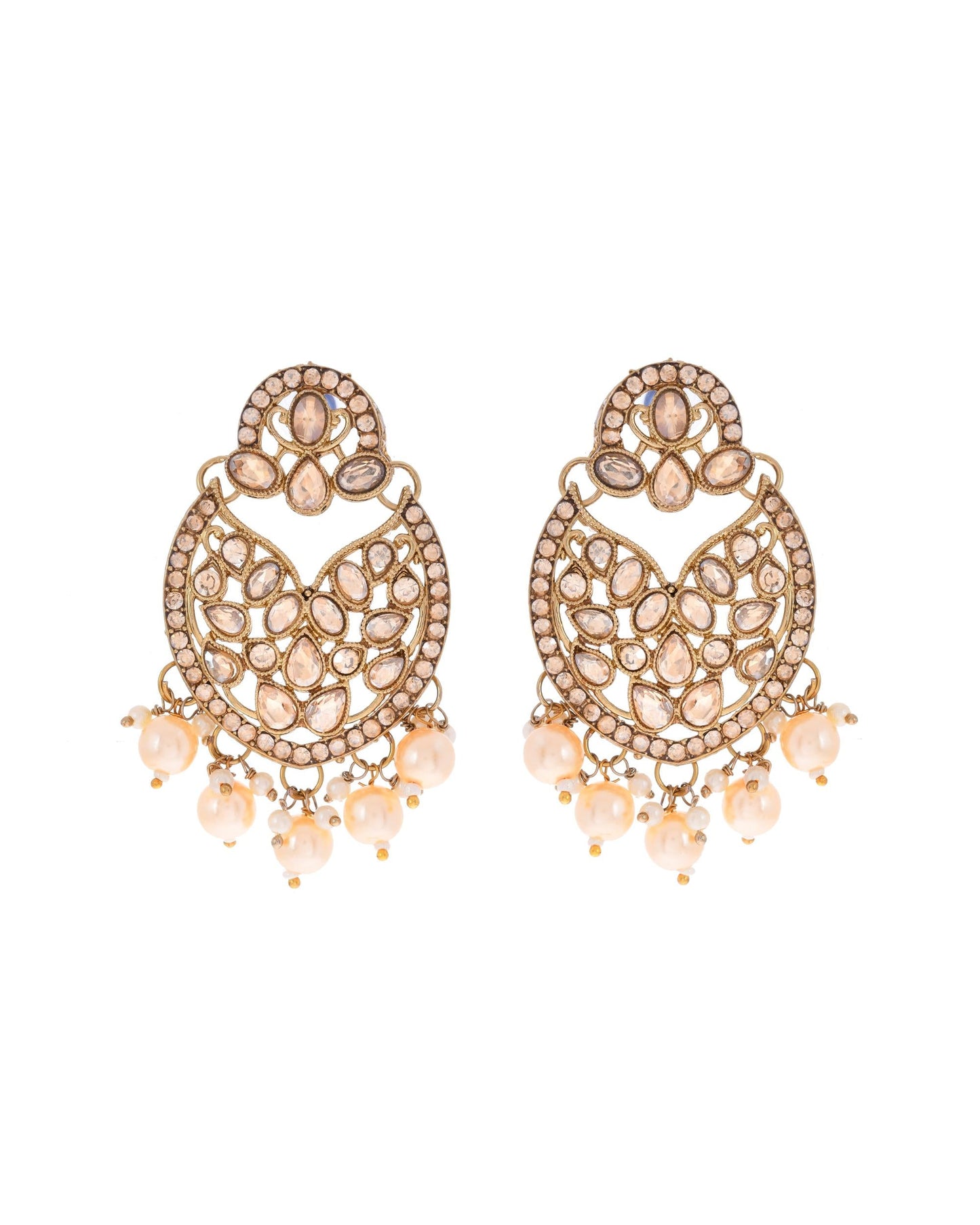 VOJ Gold-Polished Stone Studded Designer Choker With Earrings And Maang Tikka Set