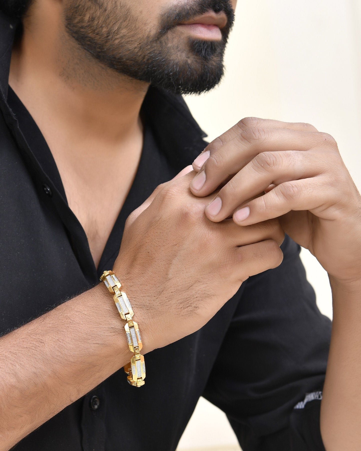 VOJ Men's Dual Toned Stylish Bracelet