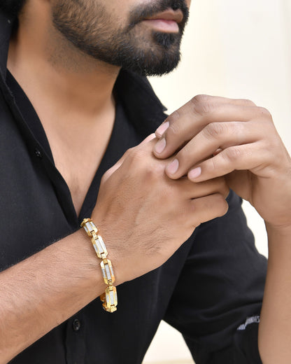 VOJ Men's Dual Toned Stylish Bracelet