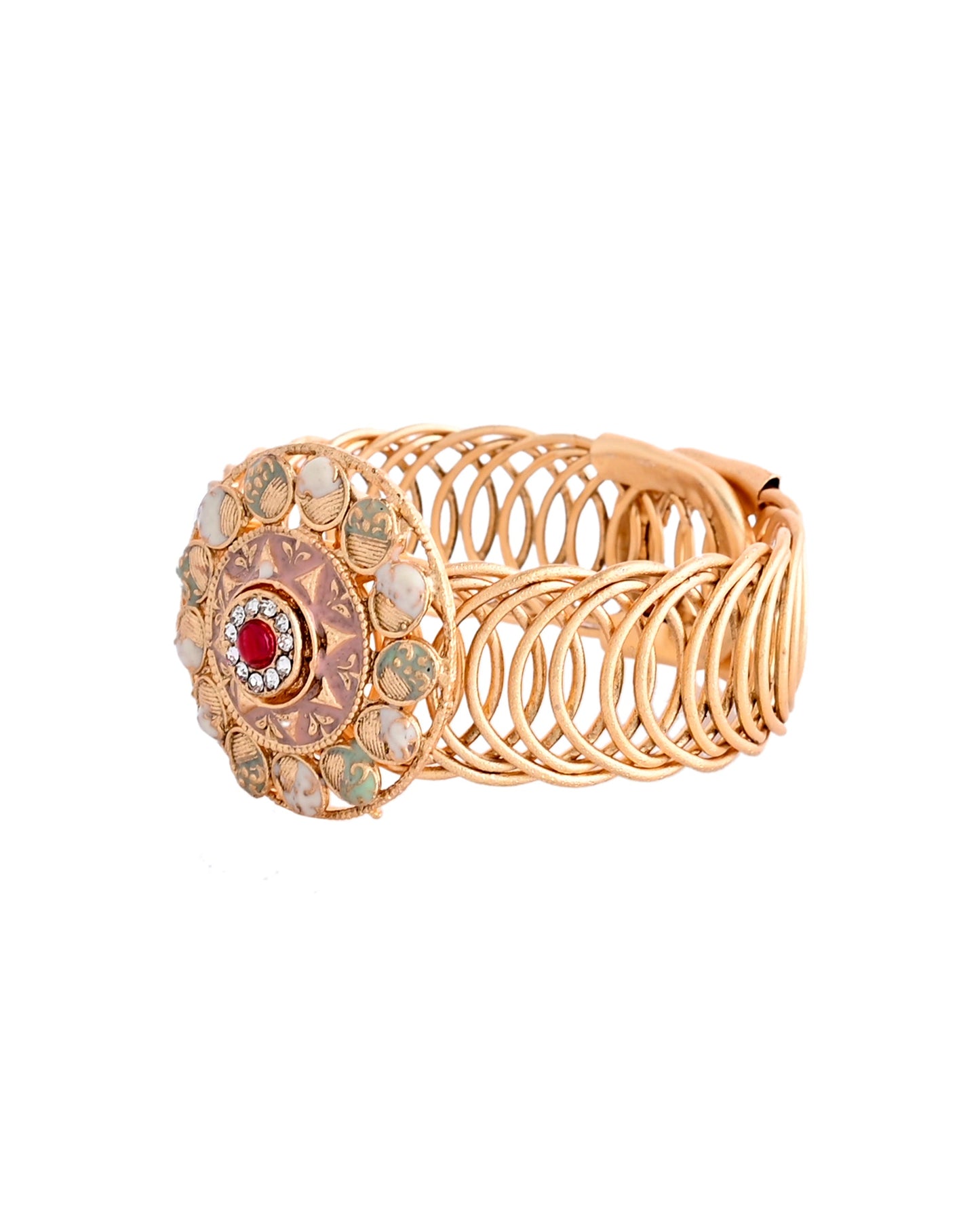 VOJ Kundan Studded Circular Women's Bracelet