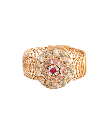 VOJ Kundan Studded Circular Women's Bracelet