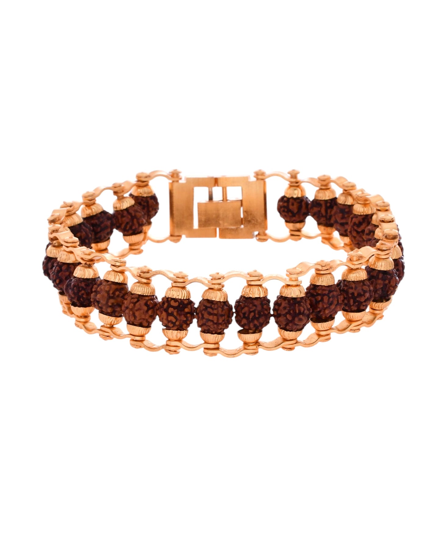 VOJ Gold-Polished Rudraksha Men's Bracelet