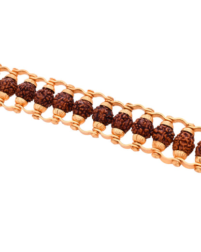 VOJ Gold-Polished Rudraksha Men's Bracelet