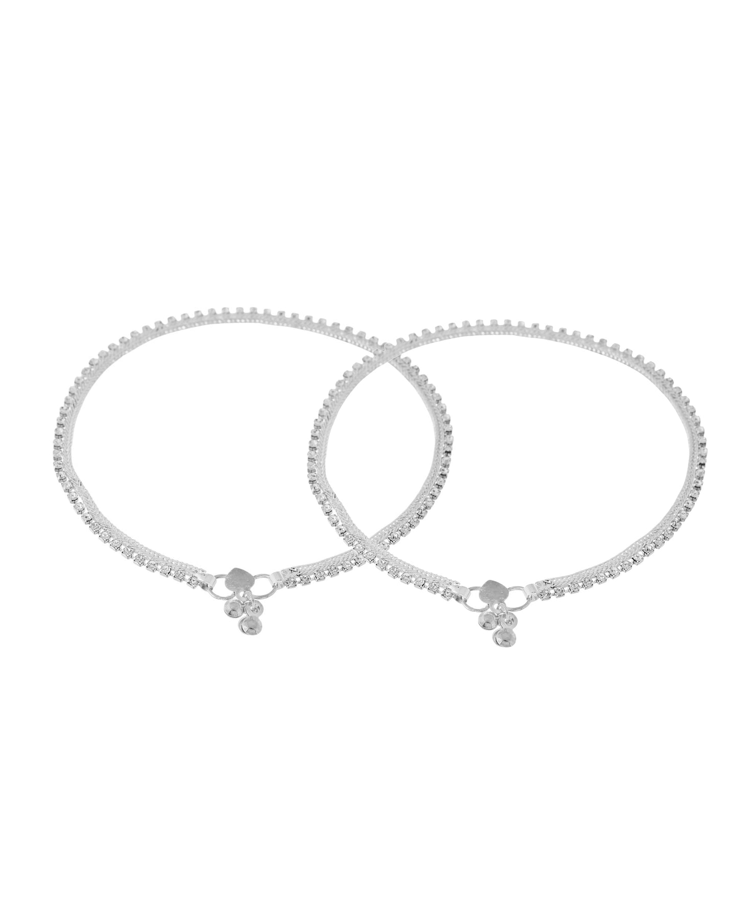 VOJ Silver Plated Stone Studded Stylish Elegent Anklet