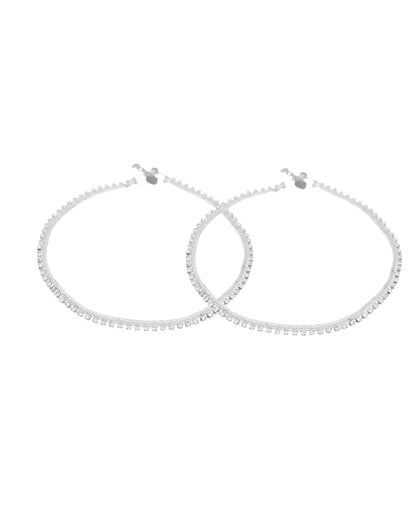 VOJ Silver Plated Stone Studded Stylish Elegent Anklet