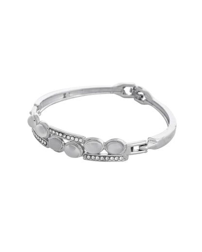 VOJ Silver Plated Stone Studded Kada Bracelet