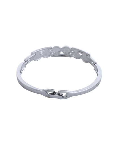 VOJ Silver Plated Stone Studded Kada Bracelet