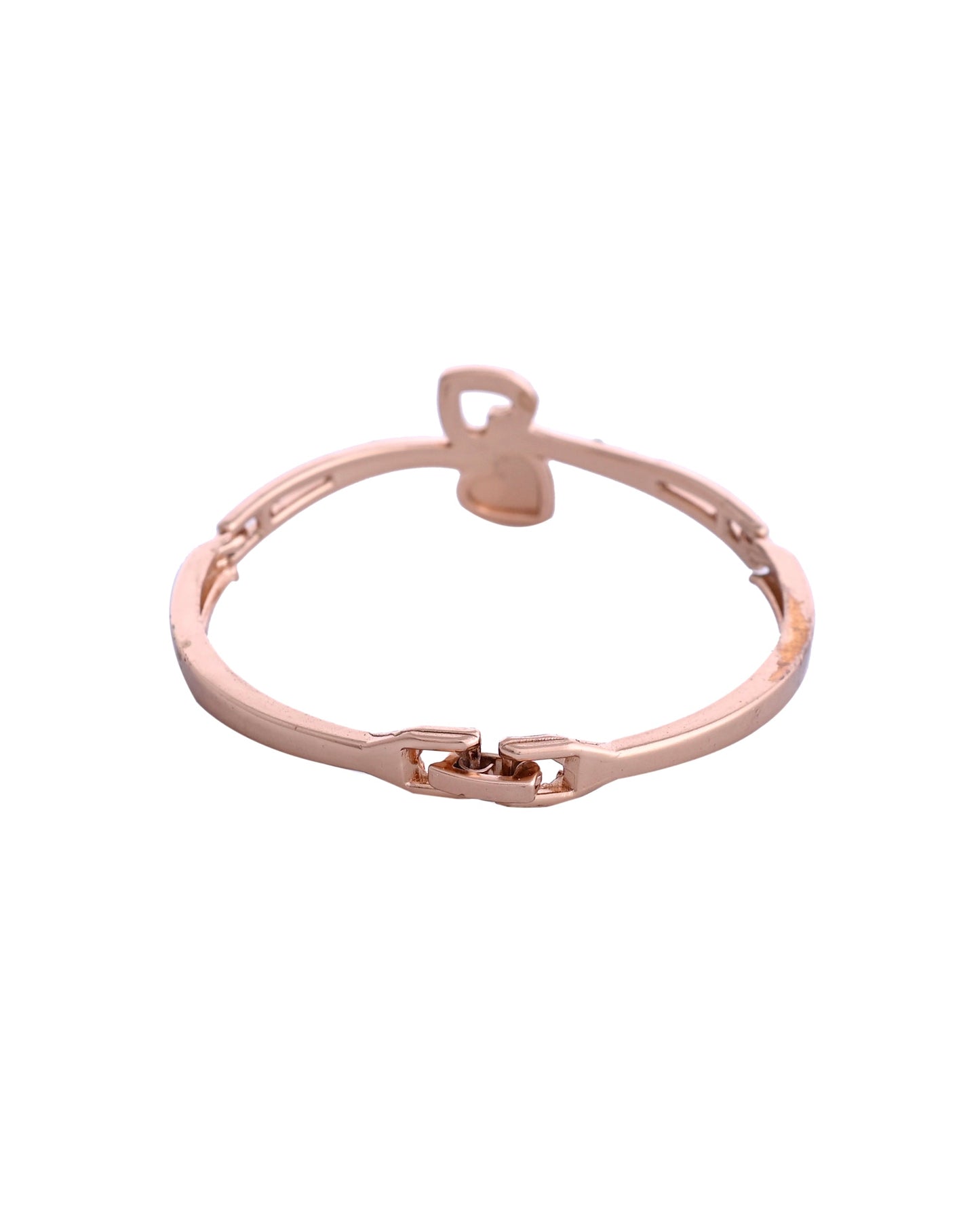 VOJ Gold-Polished Heart Shaped Stone Studded Kada Bracelet