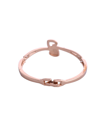 VOJ Gold-Polished Heart Shaped Stone Studded Kada Bracelet