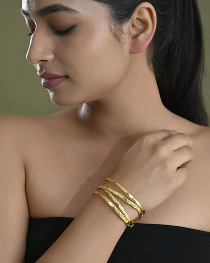 VOJ Gold-Polished Elegent Kada Bracelet