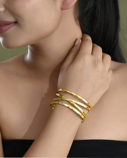 VOJ Gold-Polished Elegent Kada Bracelet