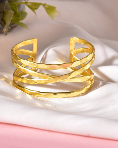 VOJ Gold-Polished Elegent Kada Bracelet