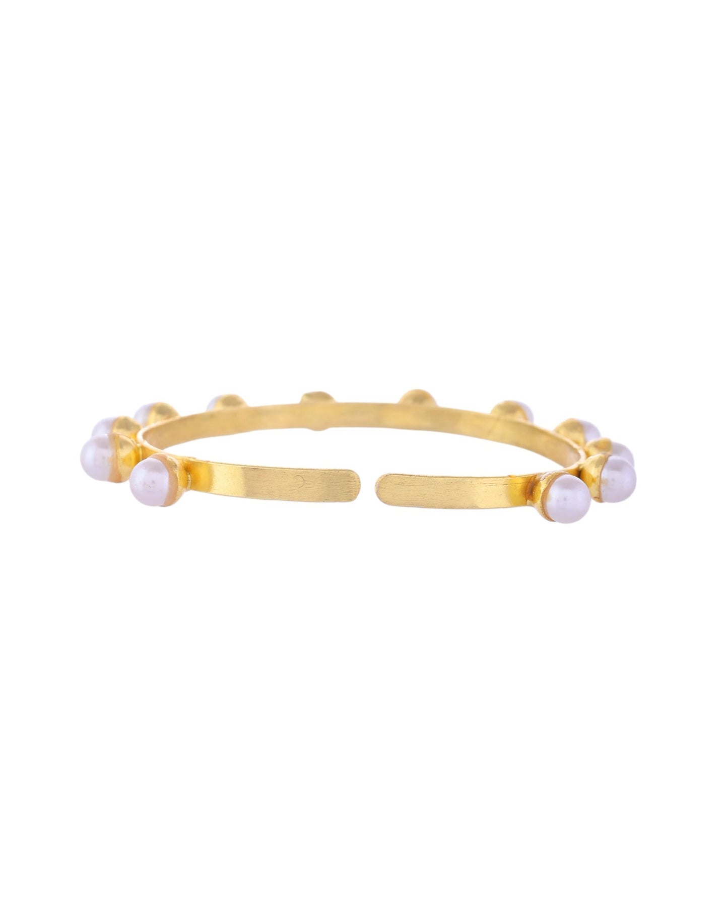VOJ Gold-Polished Pearl Studded Kada Barcelet