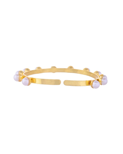 VOJ Gold-Polished Pearl Studded Kada Barcelet