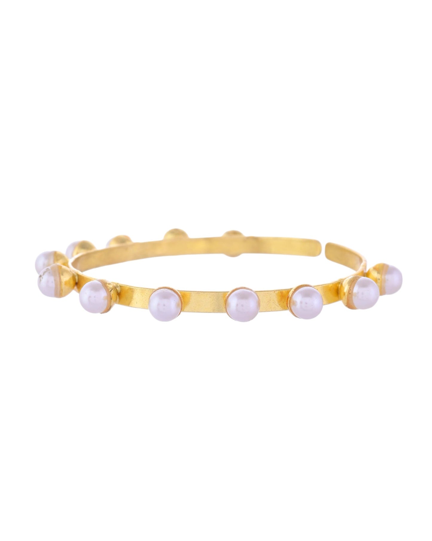 VOJ Gold-Polished Pearl Studded Kada Barcelet