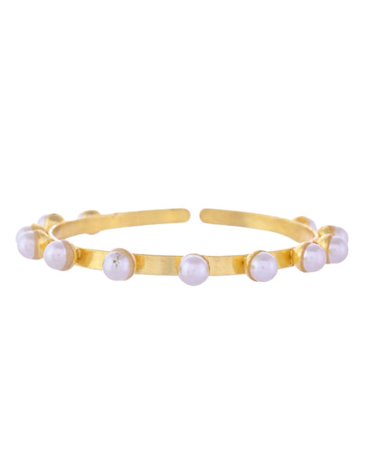 VOJ Gold-Polished Pearl Studded Kada Barcelet