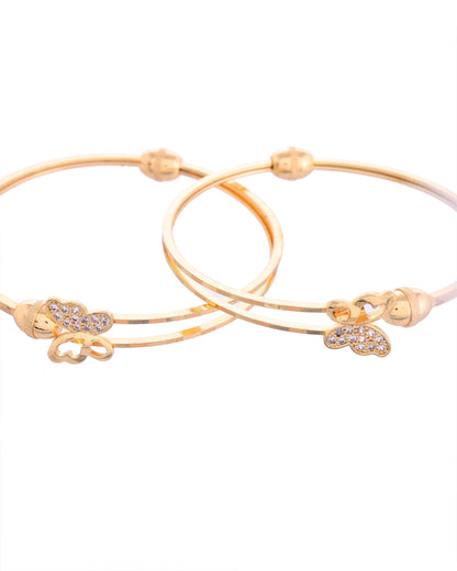 VOJ Set of 2 Gold-Polished AD Stones Butterfly Shaped Elegent Bangles