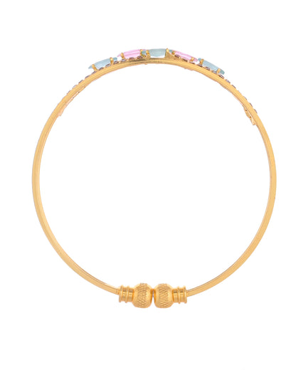 VOJ Set of 2 Gold-Polished Multi Colour Stones Bangles