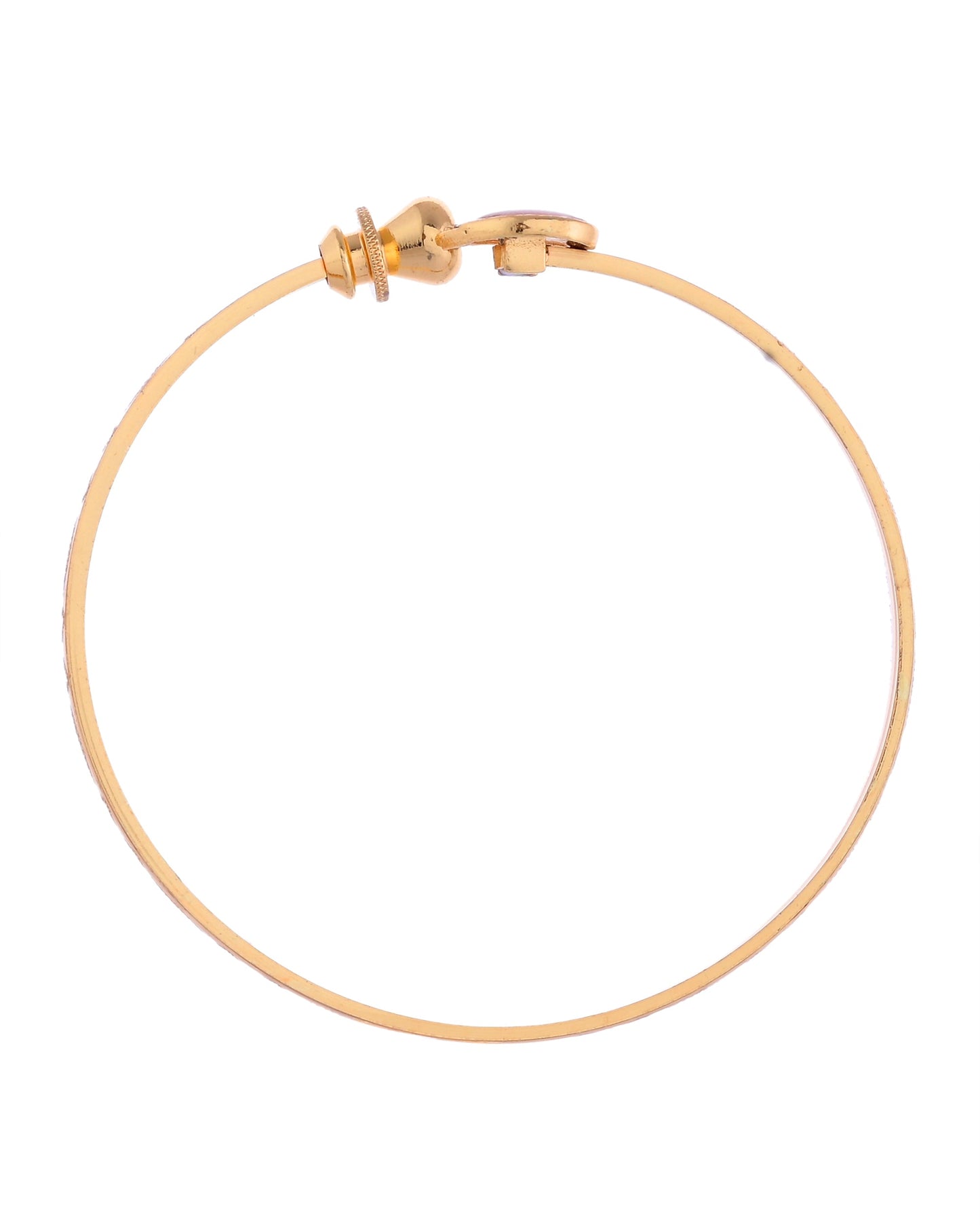VOJ Set of 2 Gold-Polished Stone Studded Heart Shaped Bangles