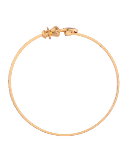 VOJ Set of 2 Gold-Polished Stone Studded Heart Shaped Bangles