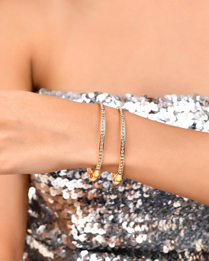 VOJ Set of 2 Gold-Polished AD Stones Studded Minimal Bangles