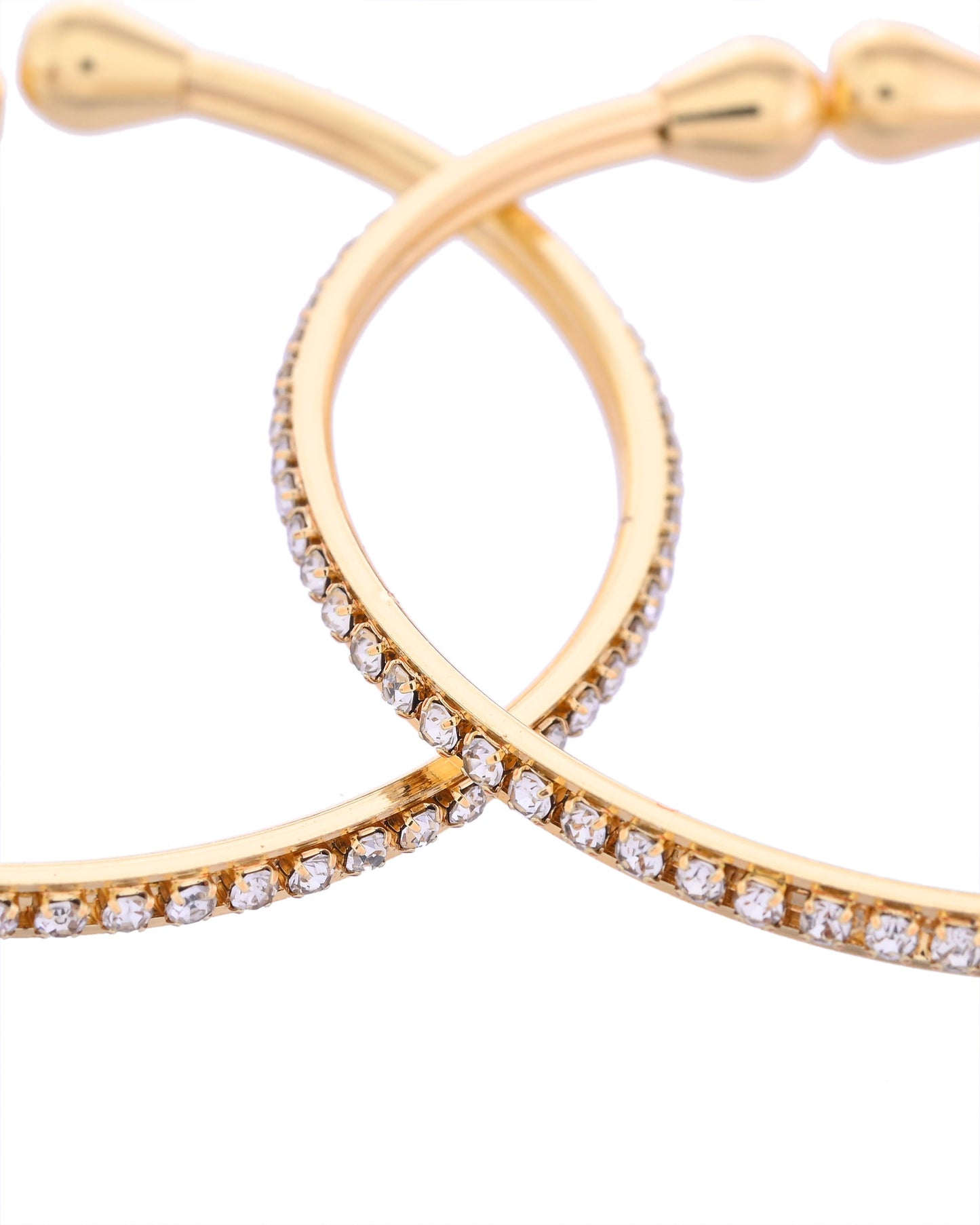 VOJ Set of 2 Gold-Polished AD Stones Studded Minimal Bangles
