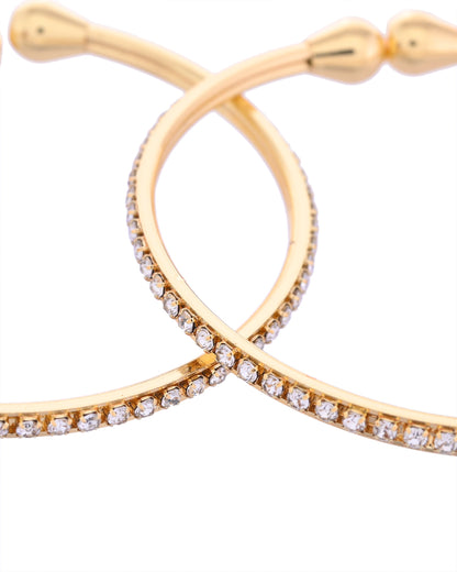 VOJ Set of 2 Gold-Polished AD Stones Studded Minimal Bangles