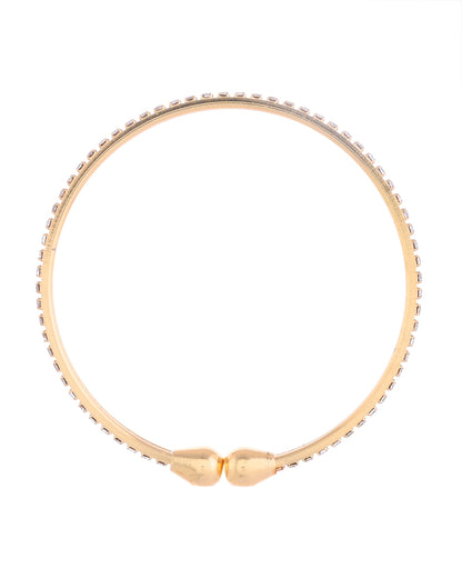 VOJ Set of 2 Gold-Polished AD Stones Studded Minimal Bangles