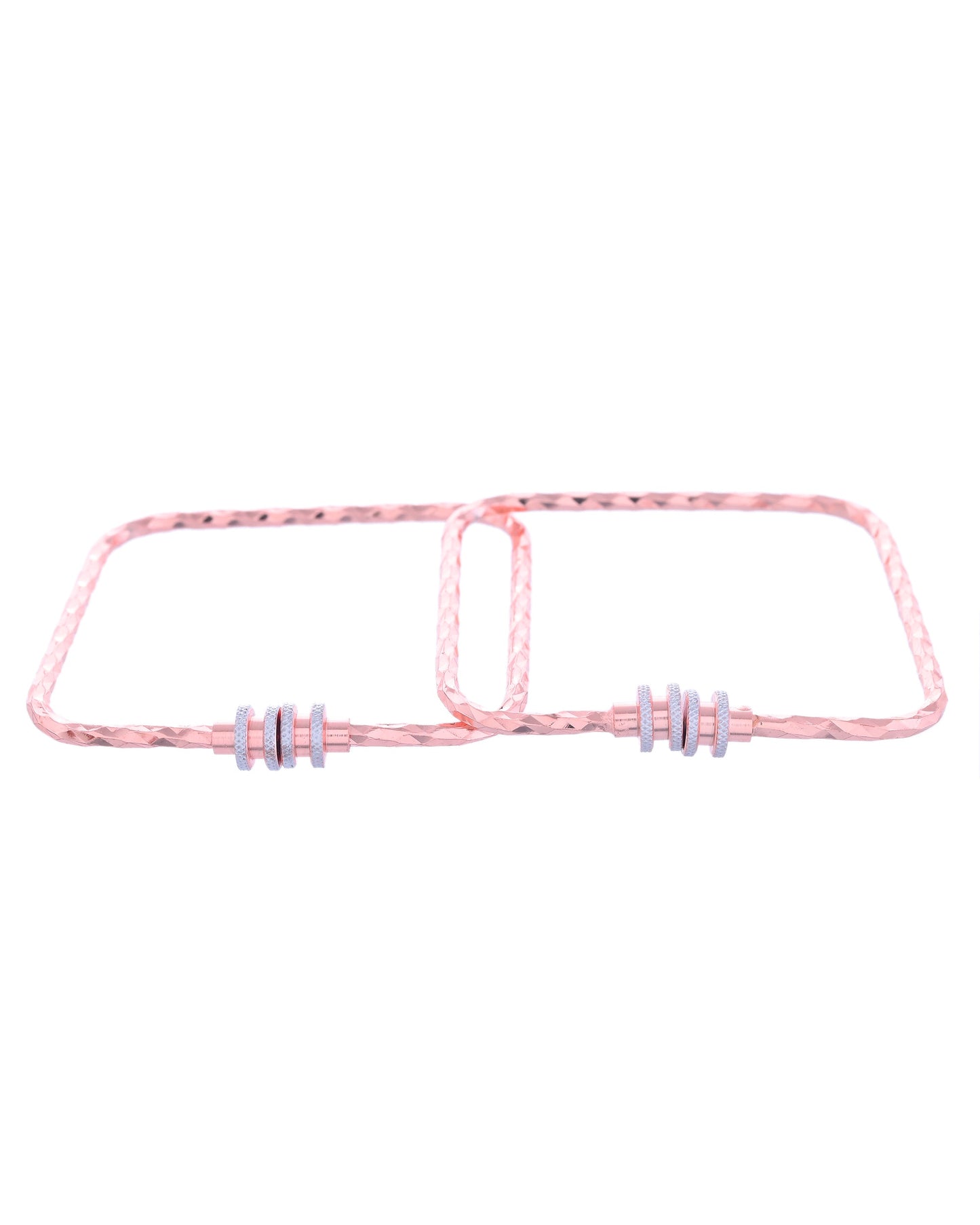 VOJ Set of 2 Rose Gold-Polished Square Shaped Bangles