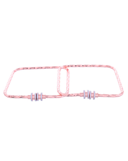 VOJ Set of 2 Rose Gold-Polished Square Shaped Bangles