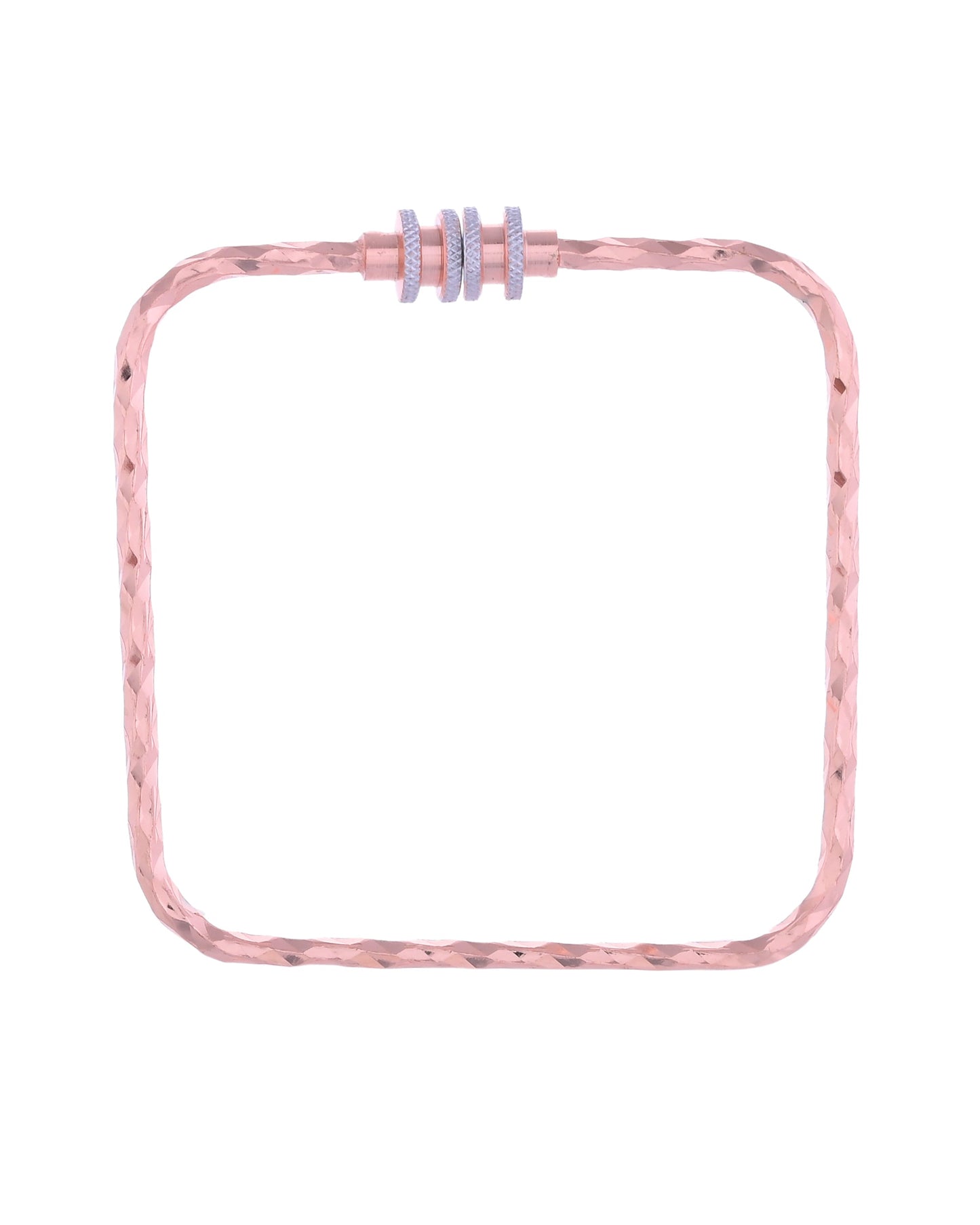 VOJ Set of 2 Rose Gold-Polished Square Shaped Bangles