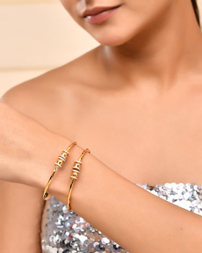 VOJ Set of 2 Gold-Polished Simple Bangles
