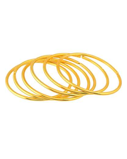 VOJ Set of 6, Gold Polished Anti Tarnish Bangles