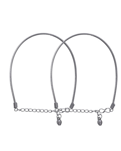 VOJ Set of 2 Rhodium Plated Snake Chain Anklet