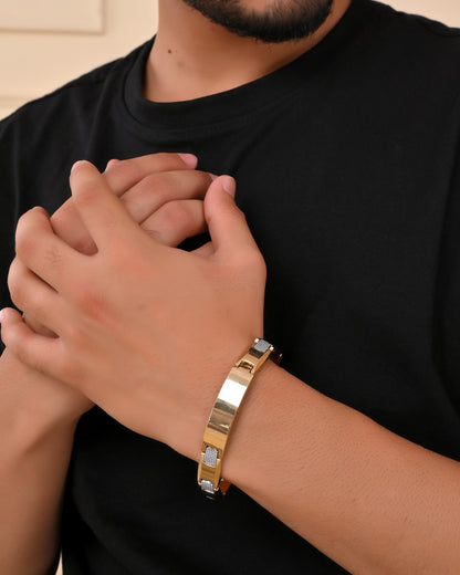 VOJ Men's Dual Toned Grid Bracelet
