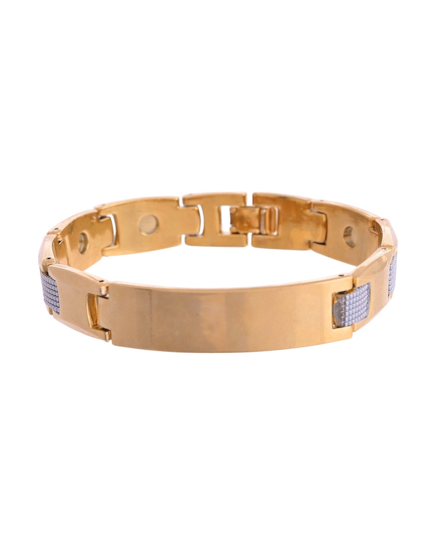 VOJ Men's Dual Toned Grid Bracelet