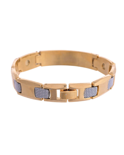 VOJ Men's Dual Toned Grid Bracelet