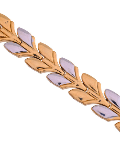 VOJ Gold Toned & Silver-Toned Stainless Steel Magnetic Wheat Chain Bracelet