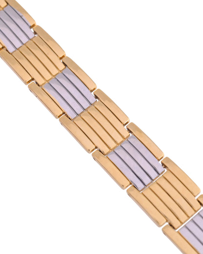 VOJ Men Silver & Gold-Toned Link Bio Energy Bracelet