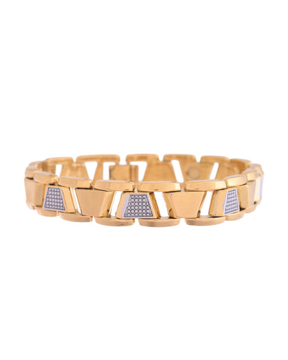 VOJ Stainless Steel Men's Gold Polished Link Bracelet