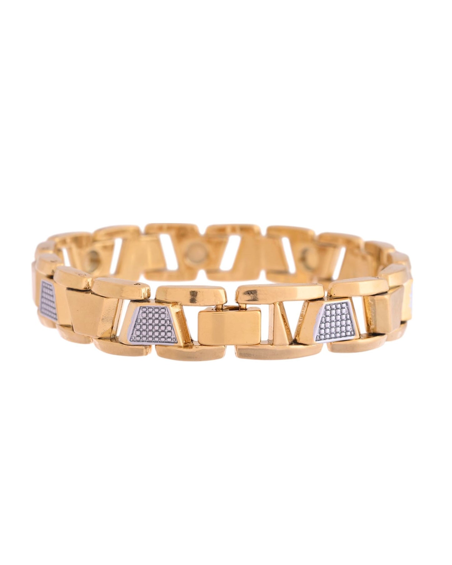 VOJ Stainless Steel Men's Gold Polished Link Bracelet