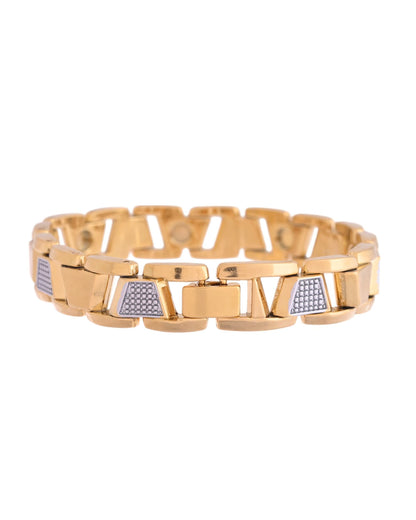 VOJ Stainless Steel Men's Gold Polished Link Bracelet